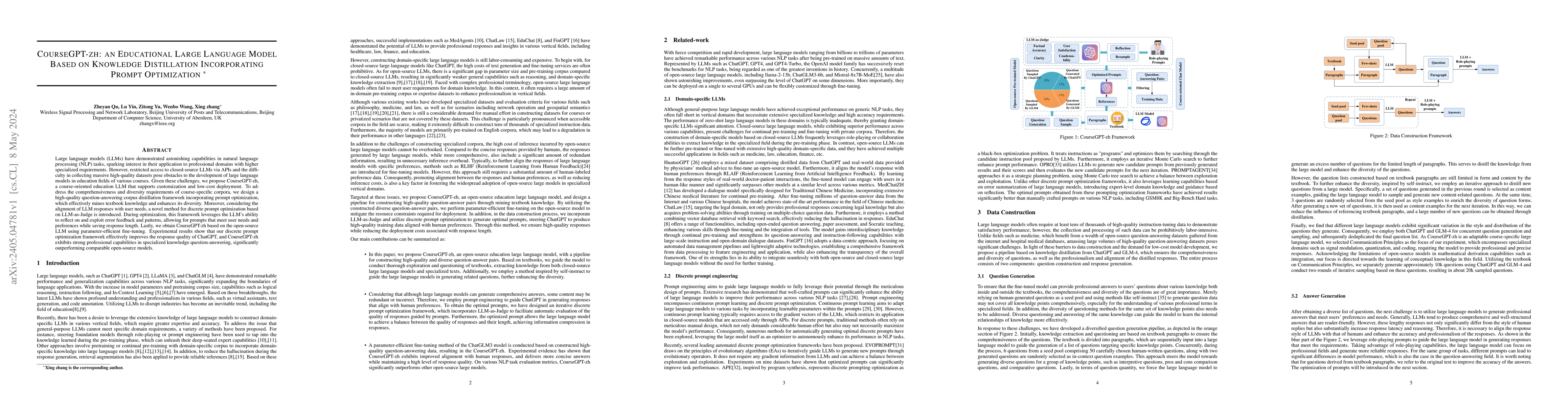 Thumbnail for CourseGPT-zh: an Educational Large Language Model Based on Knowledge
  Distillation Incorporating Prompt Optimization