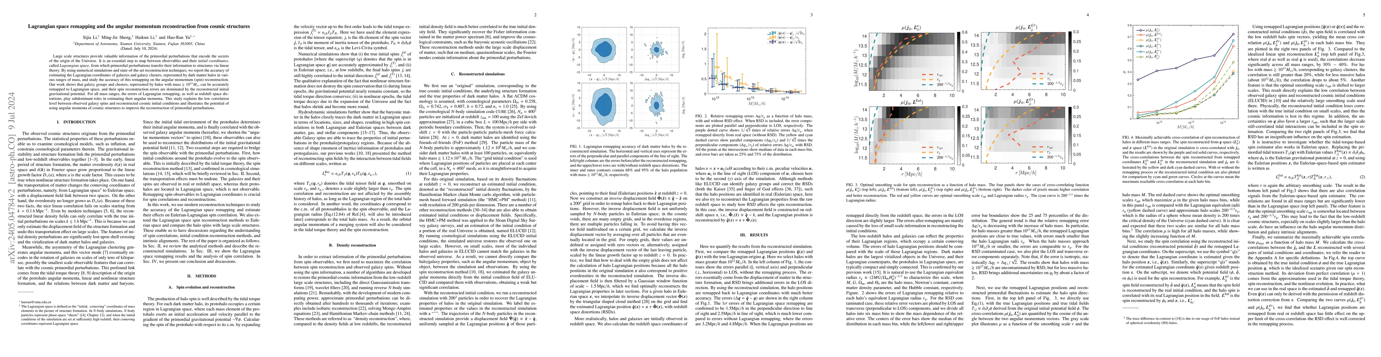 Thumbnail for Lagrangian space remapping and the angular momentum reconstruction from
  cosmic structures