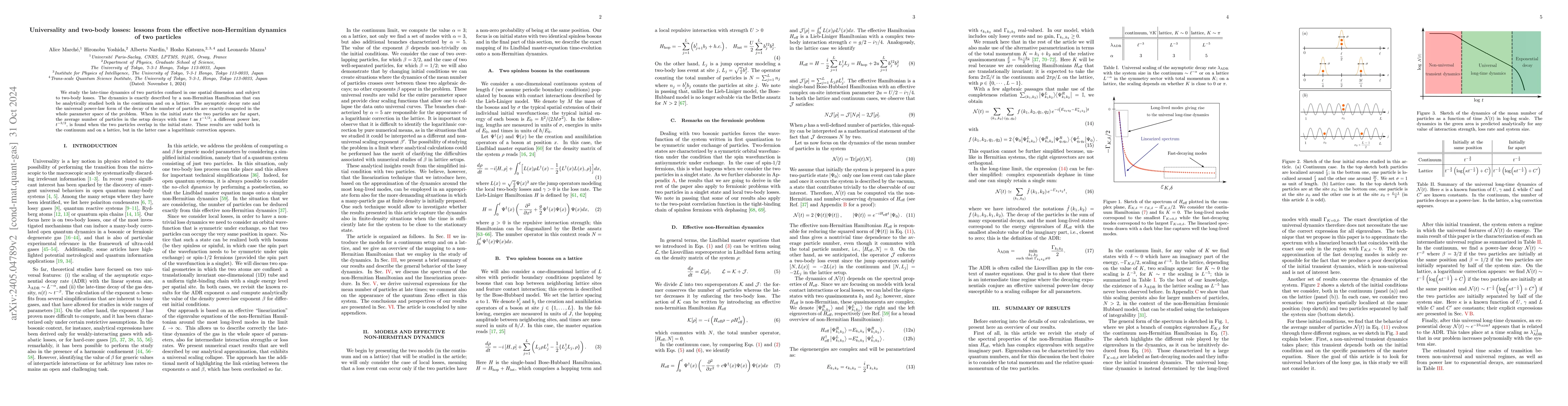 Thumbnail for Universality and two-body losses: lessons from the effective
  non-Hermitian dynamics of two particles
