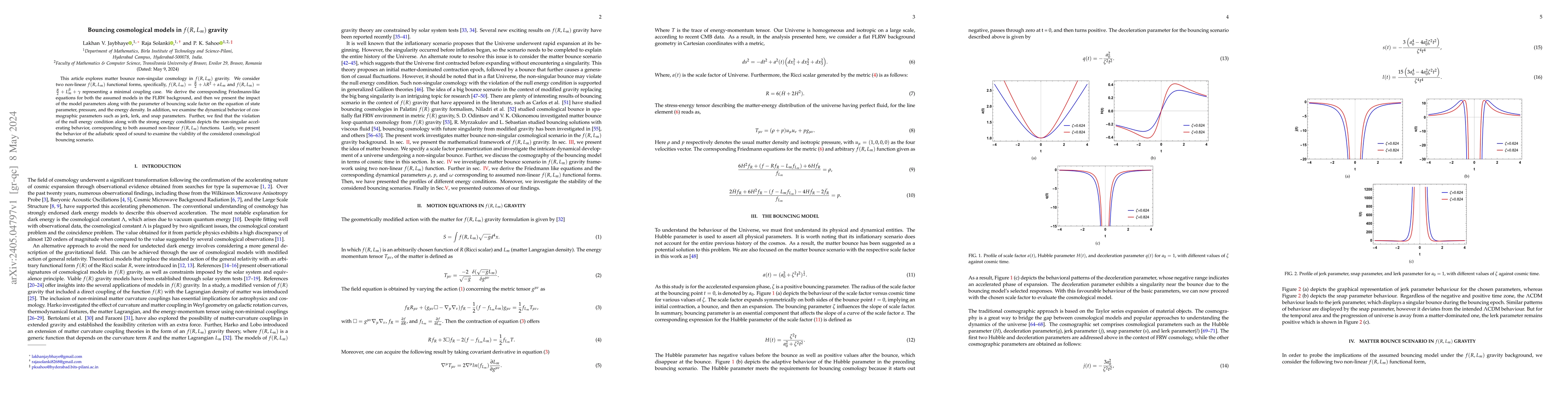 Thumbnail for Bouncing cosmological models in $f(R,L_m)$ gravity