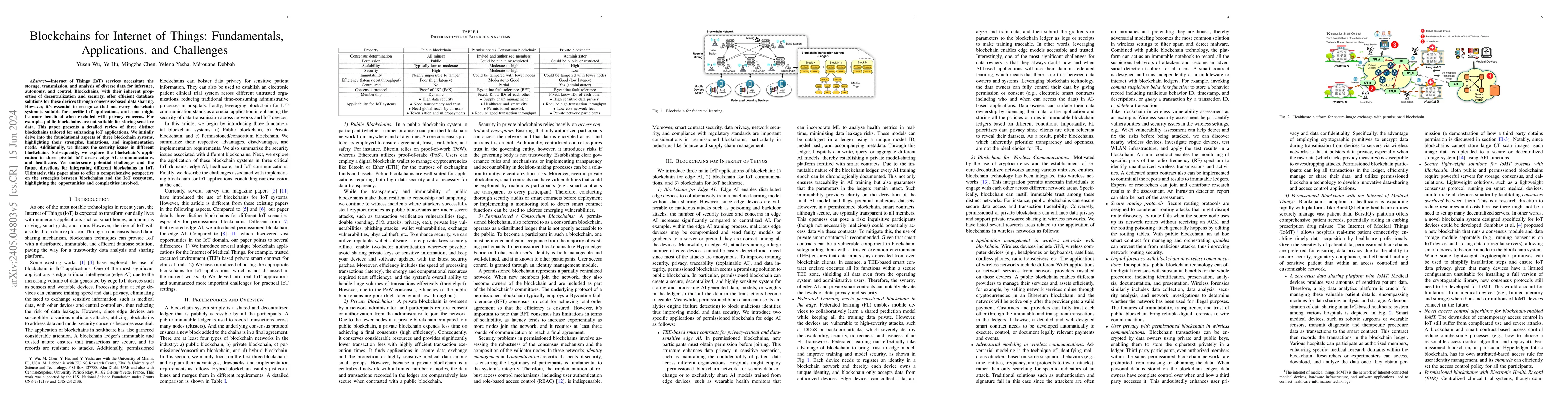 Thumbnail for Blockchains for Internet of Things: Fundamentals, Applications, and
  Challenges