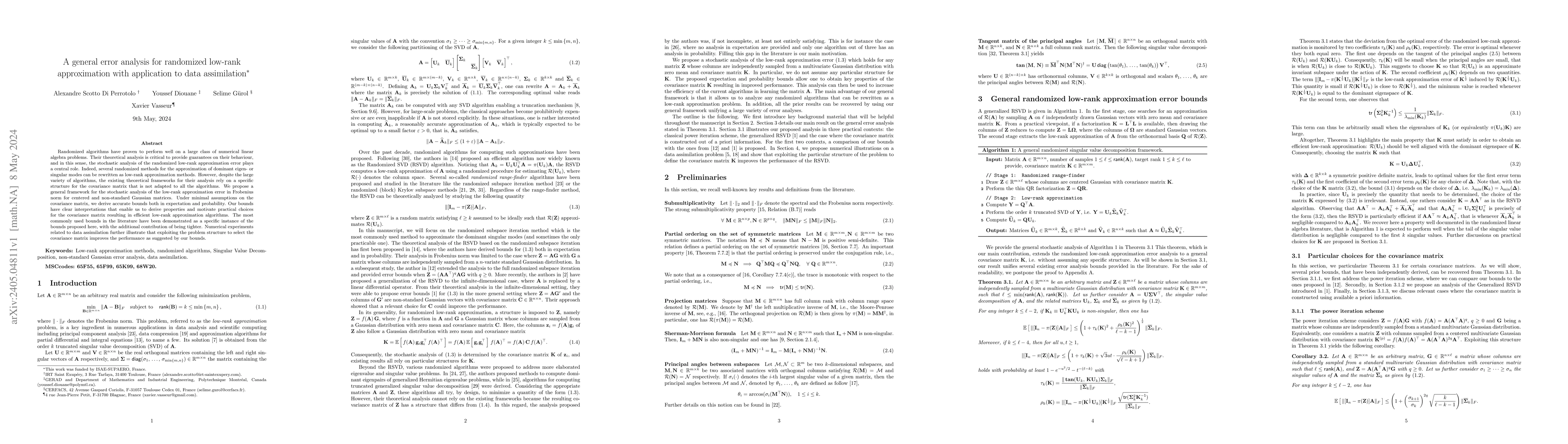 Thumbnail for A general error analysis for randomized low-rank approximation with
  application to data assimilation