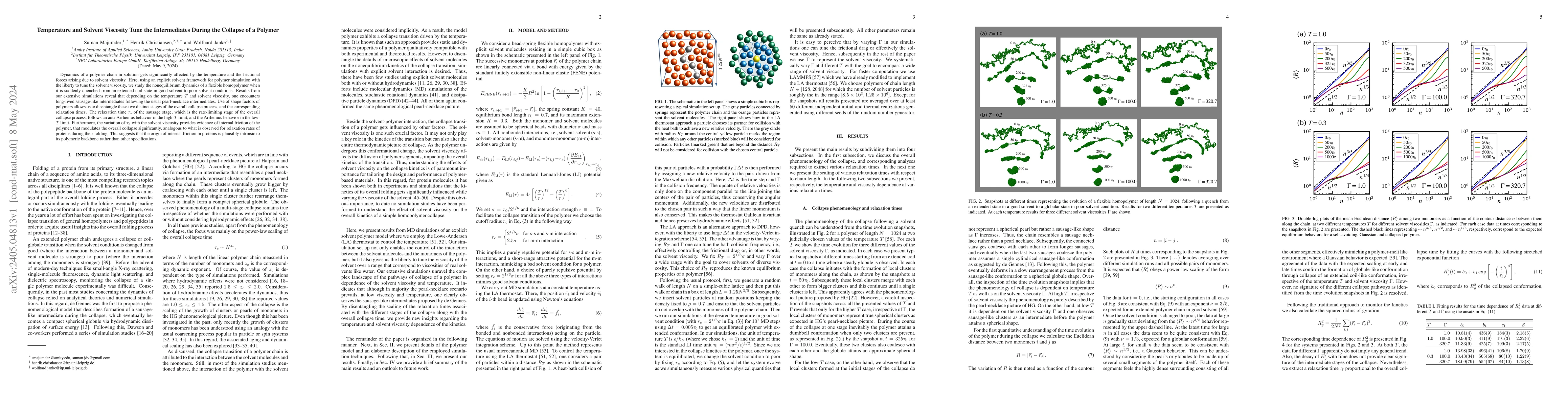 Thumbnail for Temperature and Solvent Viscosity Tune the Intermediates During the
  Collapse of a Polymer