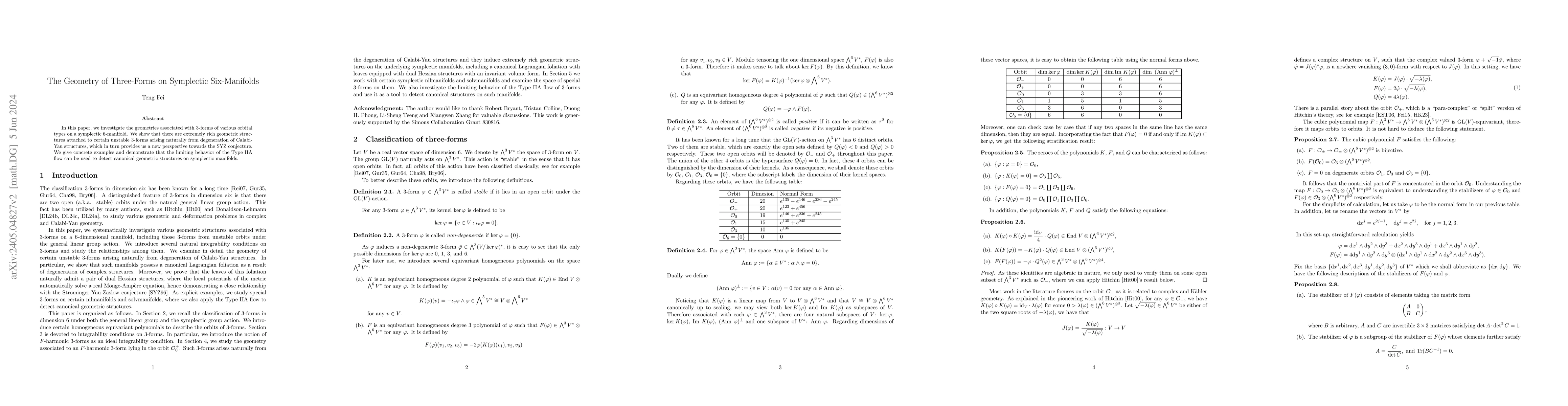 Thumbnail for The Geometry of Three-Forms on Symplectic Six-Manifolds