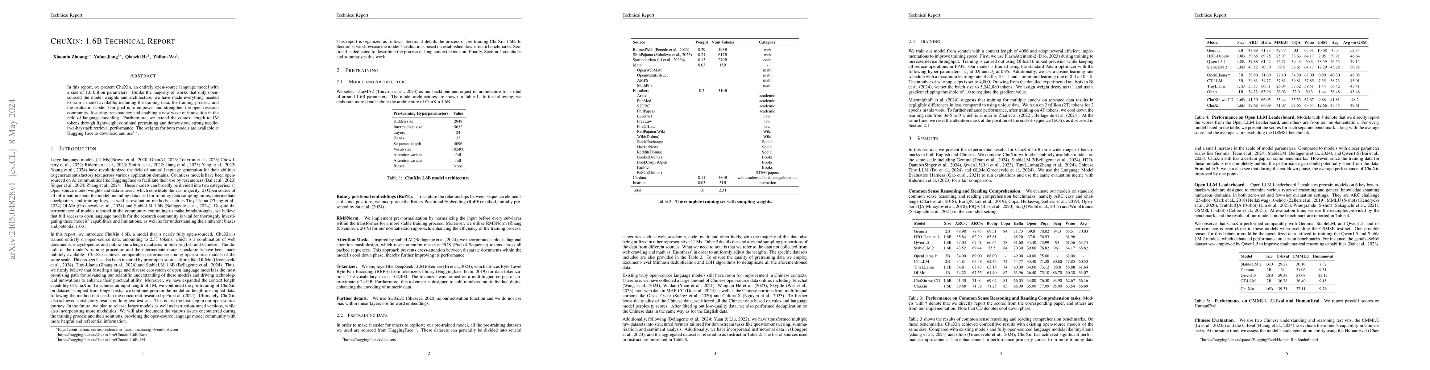 Thumbnail for ChuXin: 1.6B Technical Report
