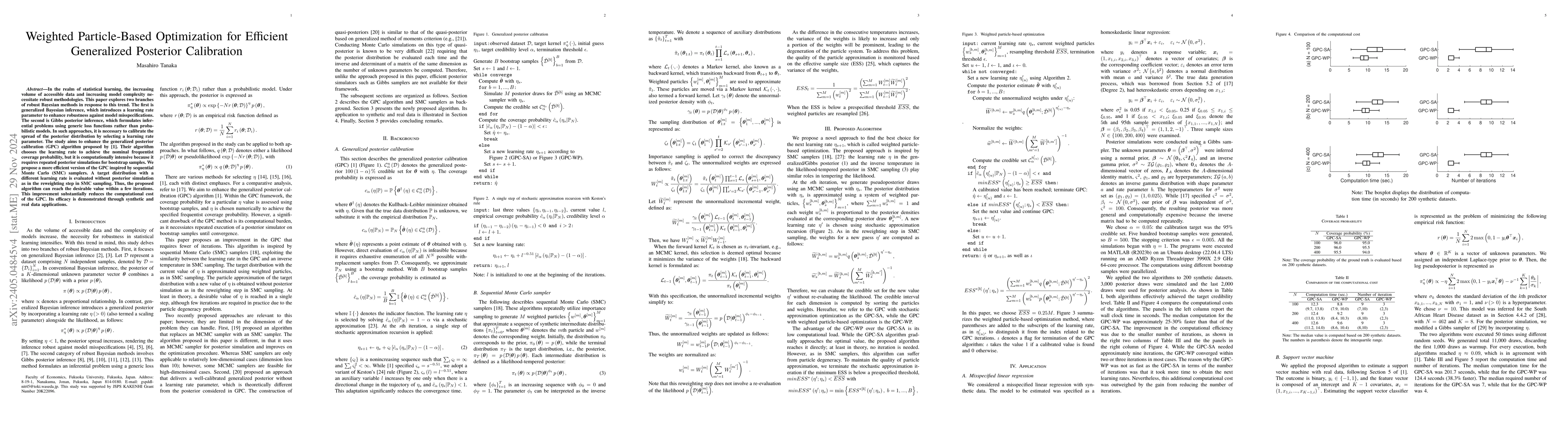 Thumbnail for Weighted Particle-Based Optimization for Efficient Generalized Posterior
  Calibration