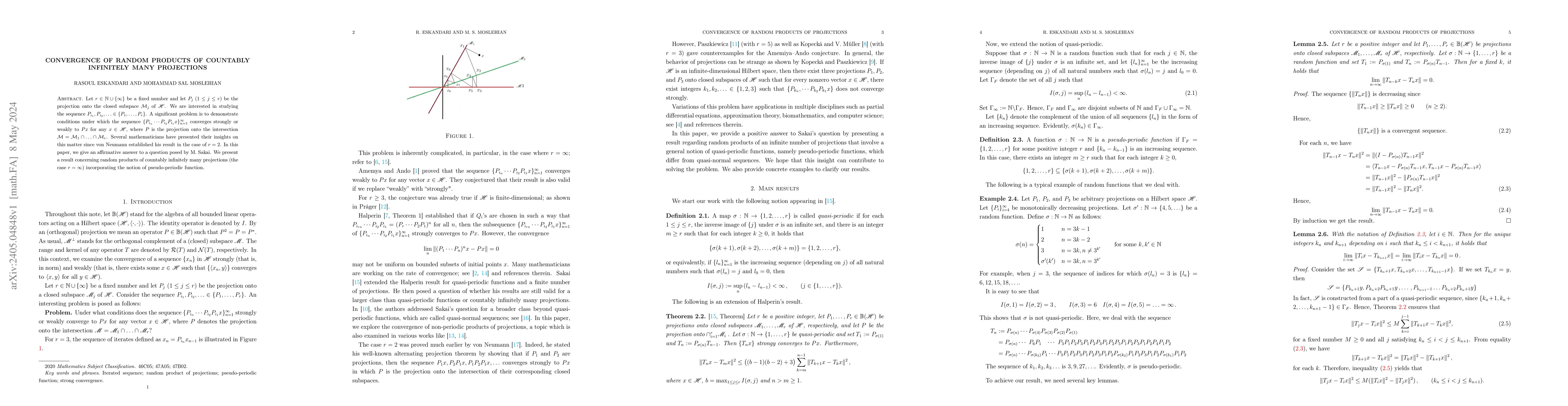 Thumbnail for Convergence of Random Products of Countably Infinitely Many Projections