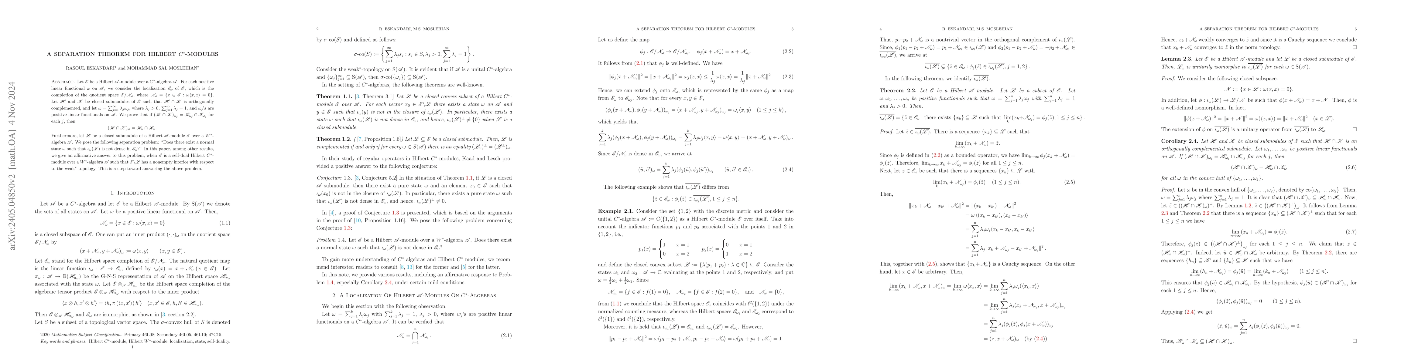 Thumbnail for A separation theorem for Hilbert $W^*$-modules
