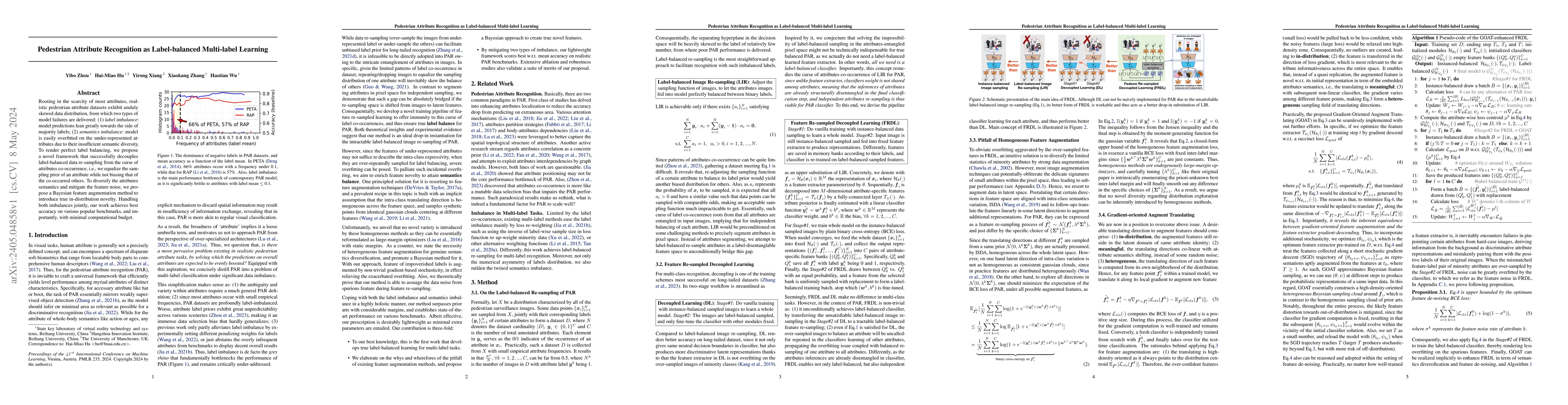 Thumbnail for Pedestrian Attribute Recognition as Label-balanced Multi-label Learning