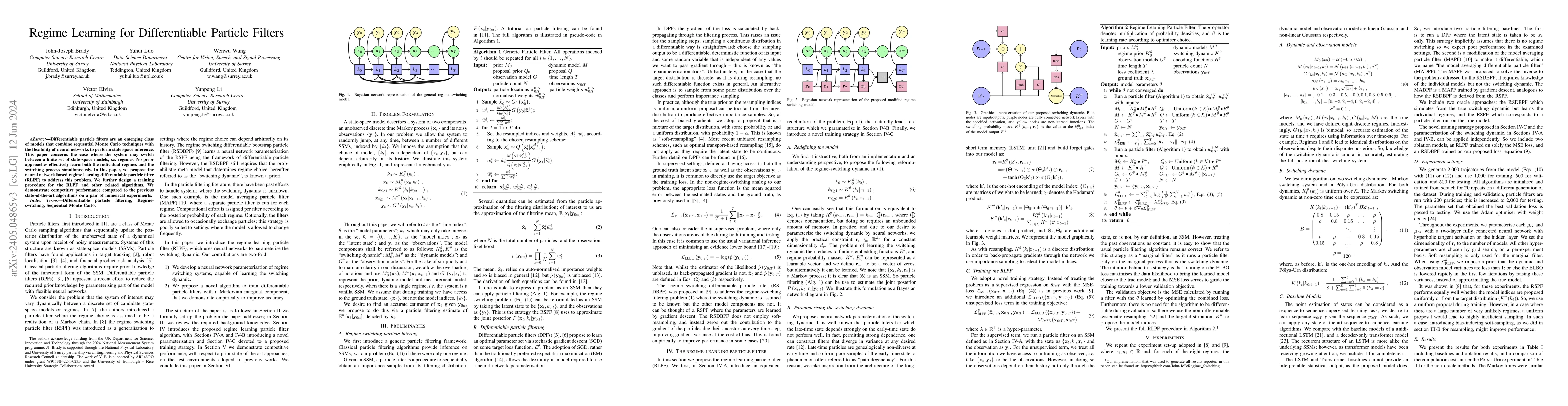 Thumbnail for Regime Learning for Differentiable Particle Filters