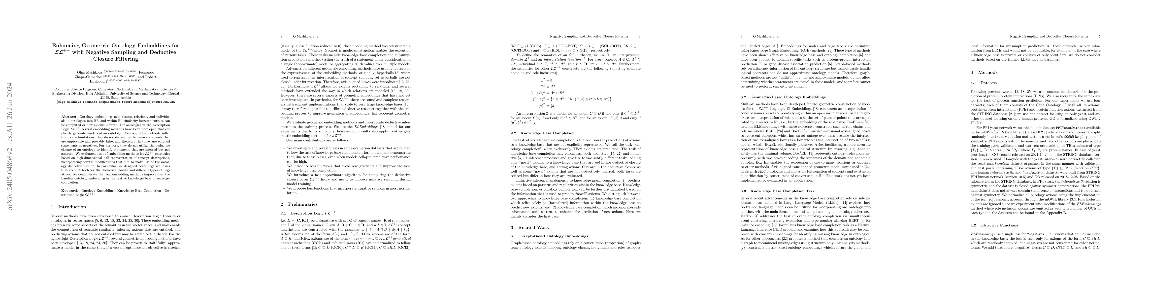 Thumbnail for Enhancing Geometric Ontology Embeddings for $\mathcal{EL}^{++}$ with
  Negative Sampling and Deductive Closure Filtering