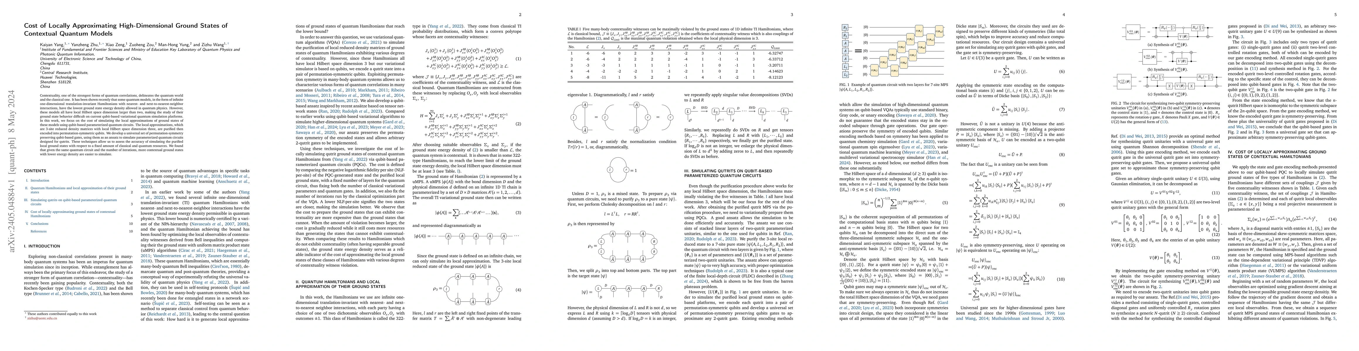 Thumbnail for Cost of Locally Approximating High-Dimensional Ground States of
  Contextual Quantum Models