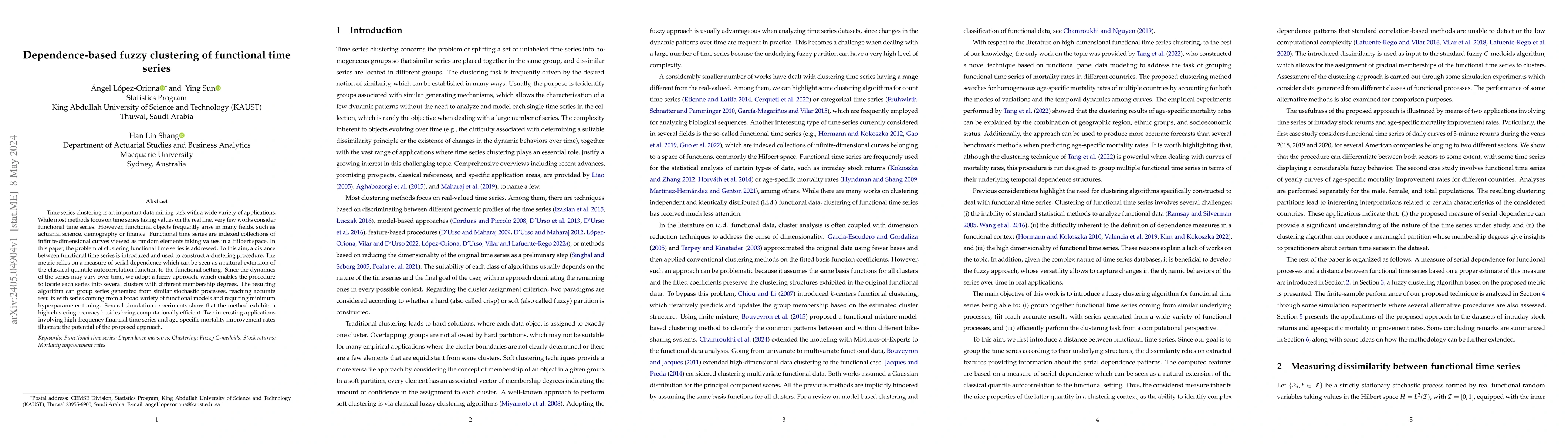 Thumbnail for Dependence-based fuzzy clustering of functional time series