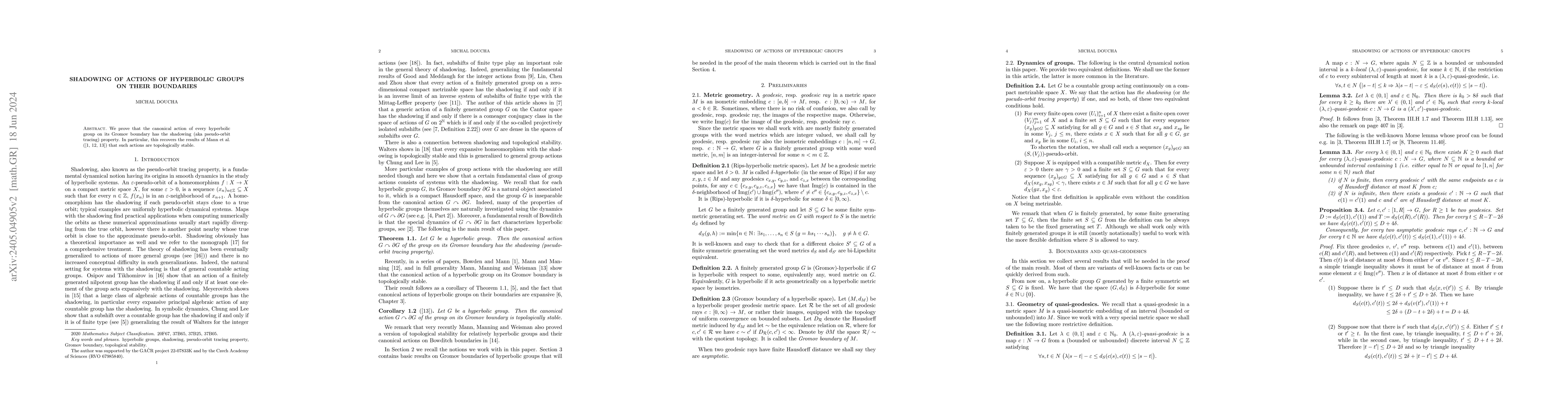 Thumbnail for Shadowing of actions of hyperbolic groups on their boundaries