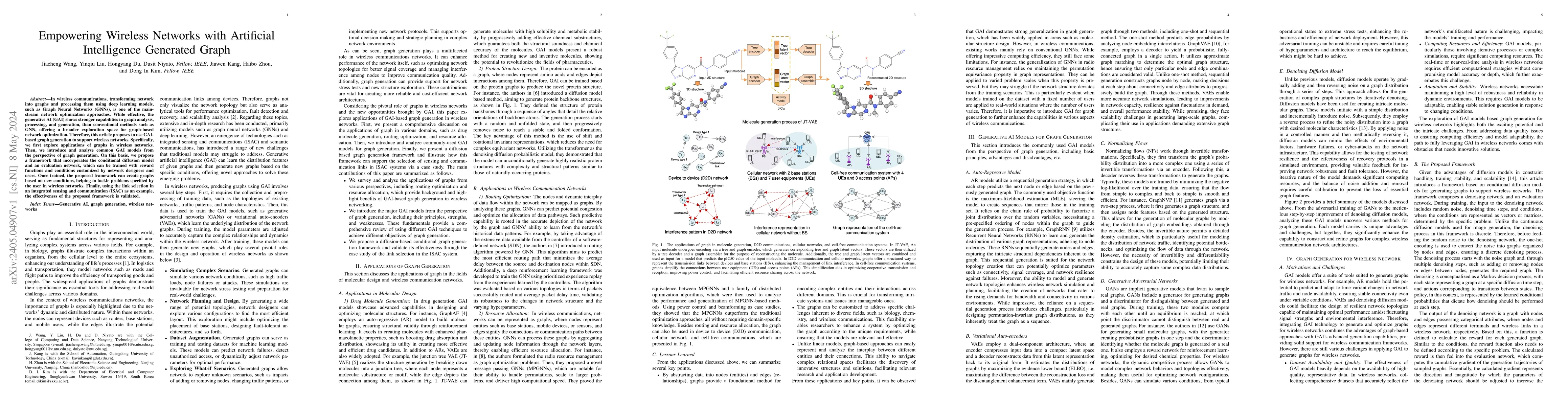 Thumbnail for Empowering Wireless Networks with Artificial Intelligence Generated
  Graph