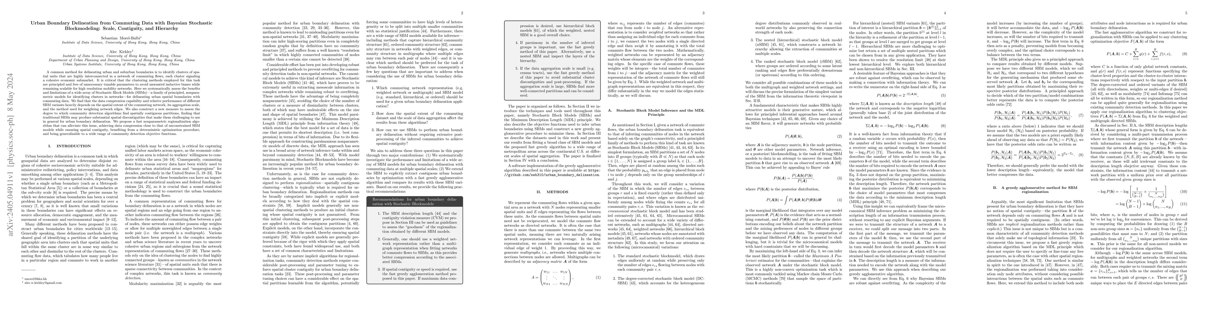 Thumbnail for Urban Boundary Delineation from Commuting Data with Bayesian Stochastic
  Blockmodeling: Scale, Contiguity, and Hierarchy