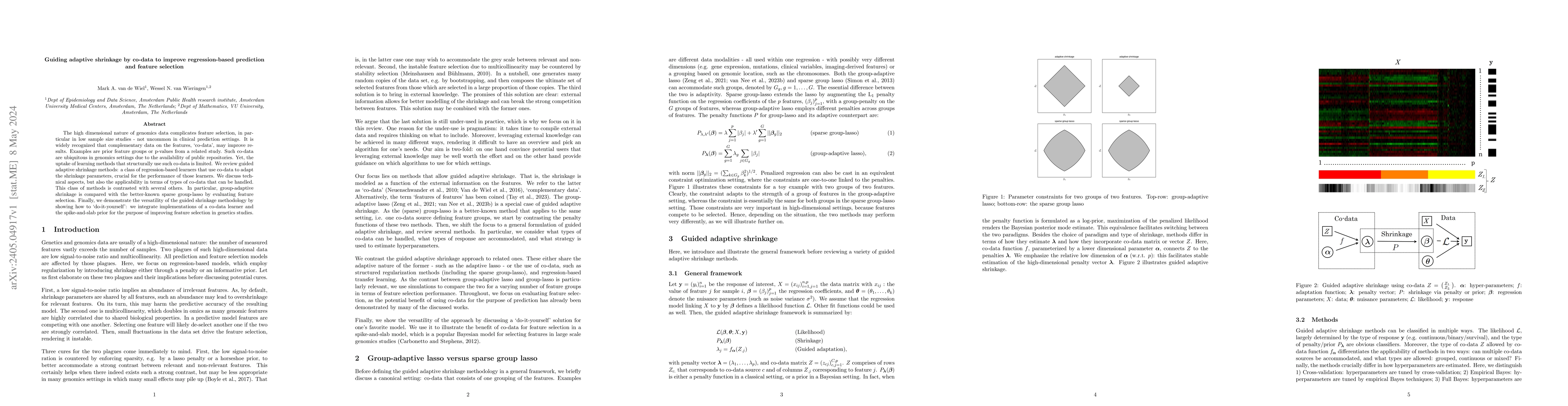 Thumbnail for Guiding adaptive shrinkage by co-data to improve regression-based
  prediction and feature selection
