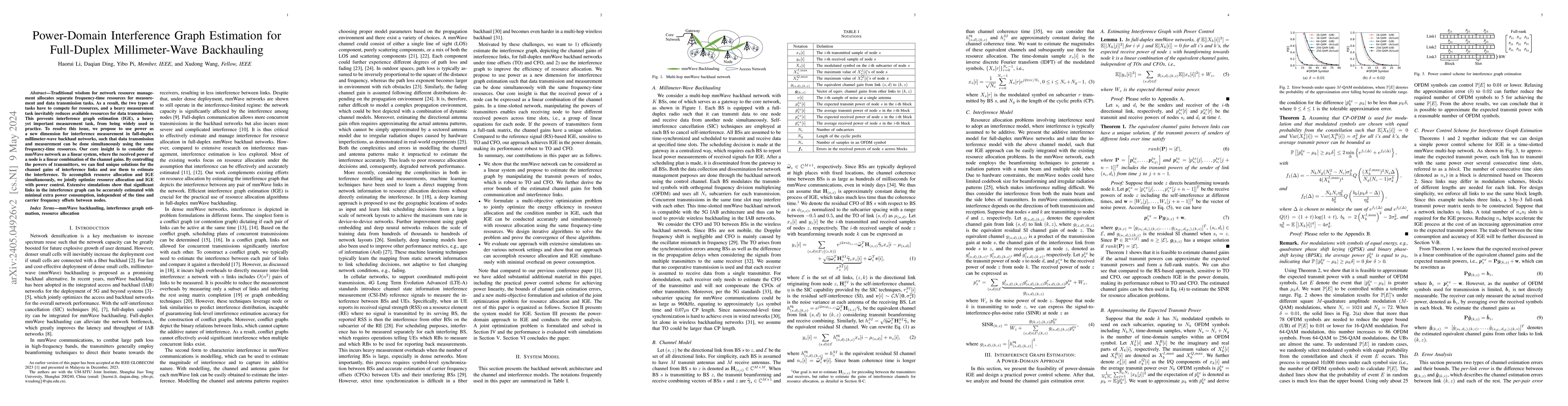 Thumbnail for Power-Domain Interference Graph Estimation for Full-Duplex
  Millimeter-Wave Backhauling