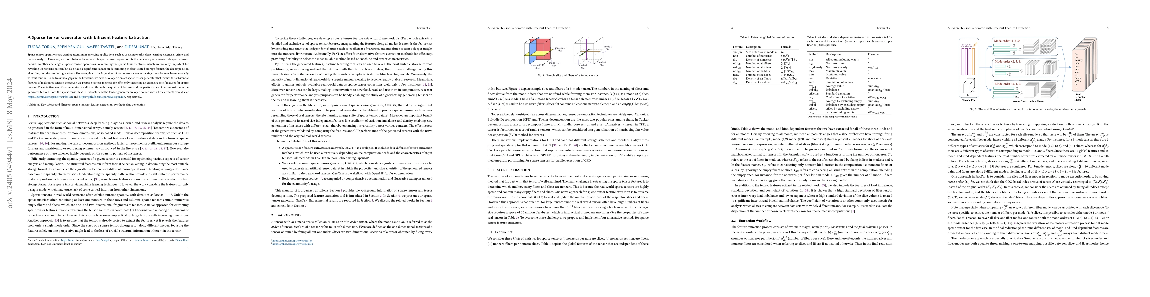 Thumbnail for A Sparse Tensor Generator with Efficient Feature Extraction