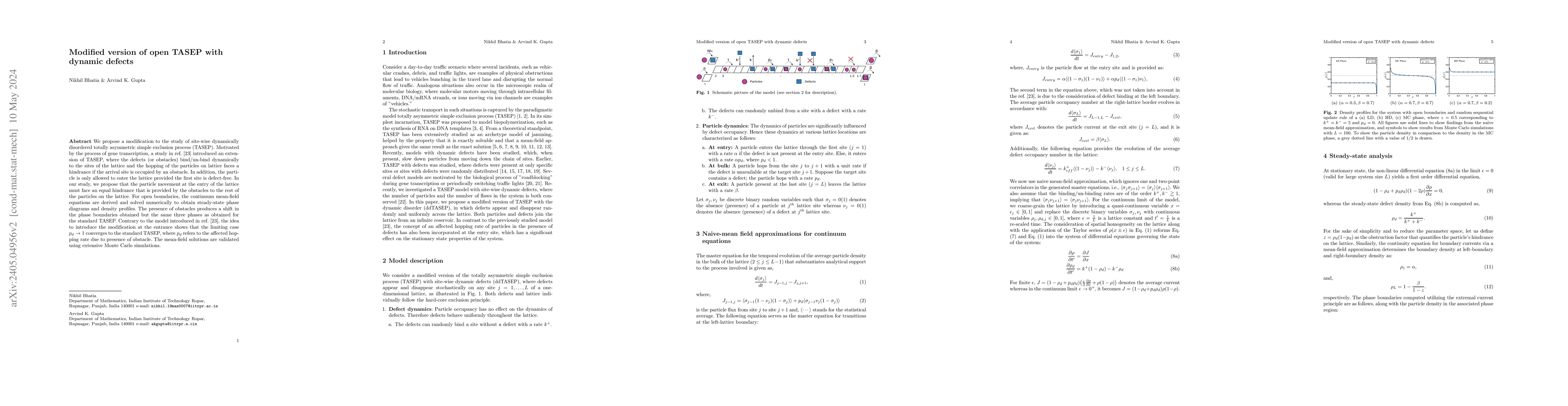 Thumbnail for Modified version of open TASEP with dynamic defects
