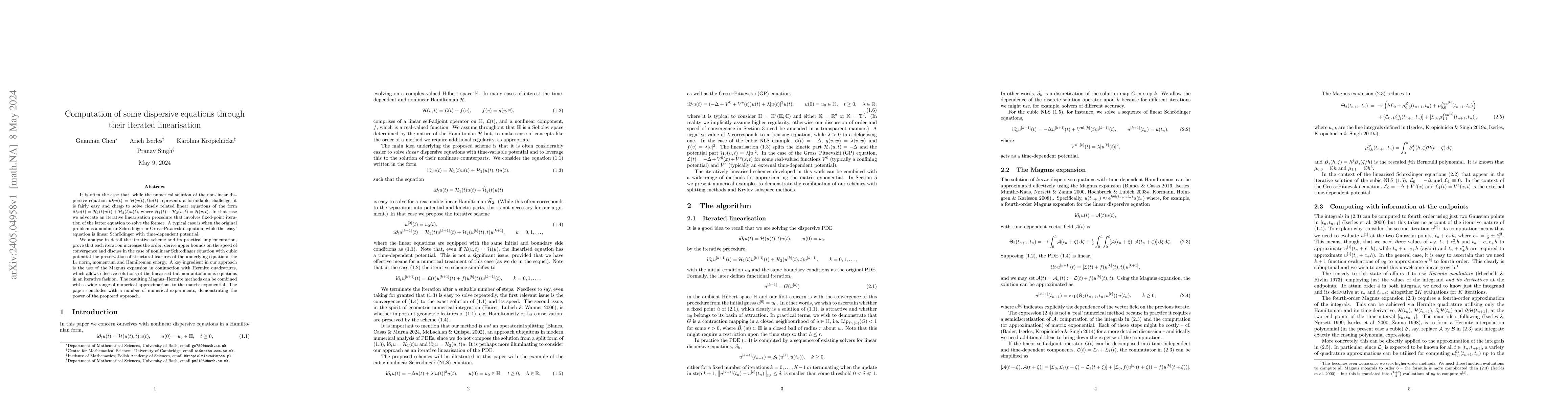 Thumbnail for Computation of some dispersive equations through their iterated
  linearisation