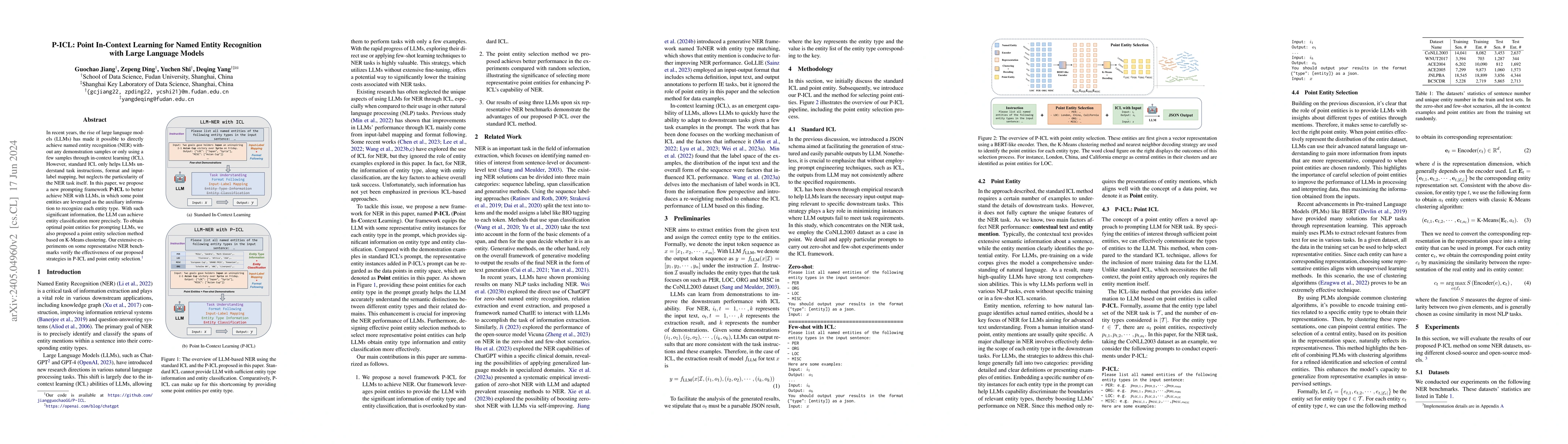 Thumbnail for P-ICL: Point In-Context Learning for Named Entity Recognition with Large
  Language Models