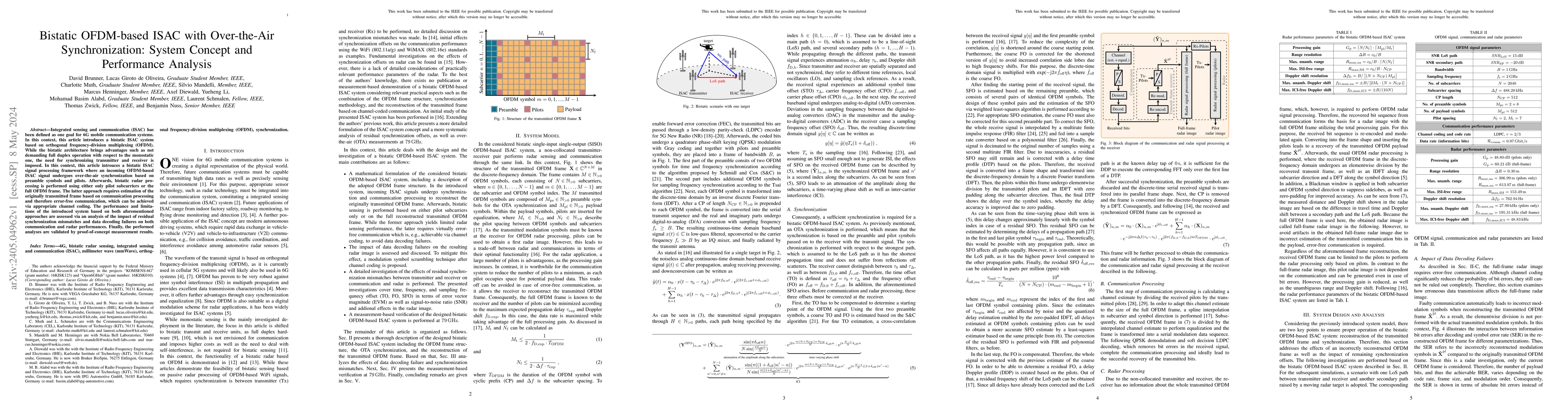 Thumbnail for Bistatic OFDM-based ISAC with Over-the-Air Synchronization: System
  Concept and Performance Analysis