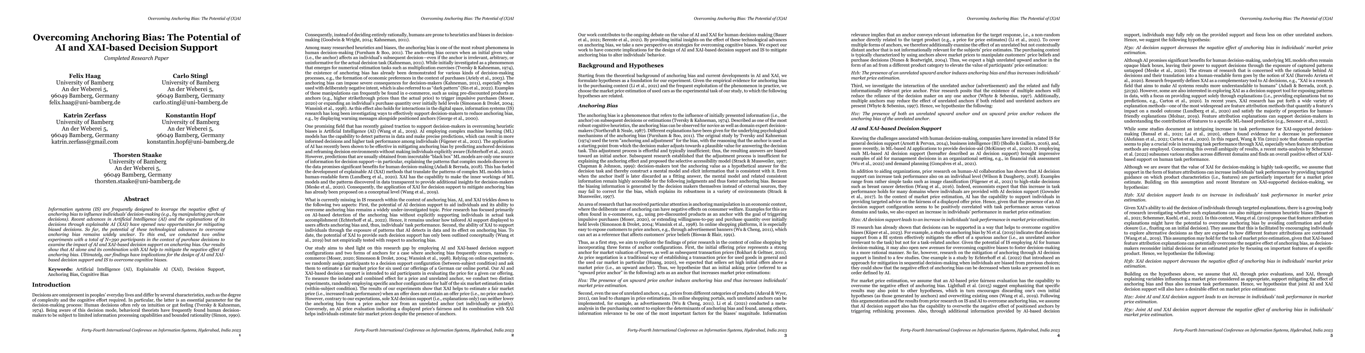 Thumbnail for Overcoming Anchoring Bias: The Potential of AI and XAI-based Decision
  Support