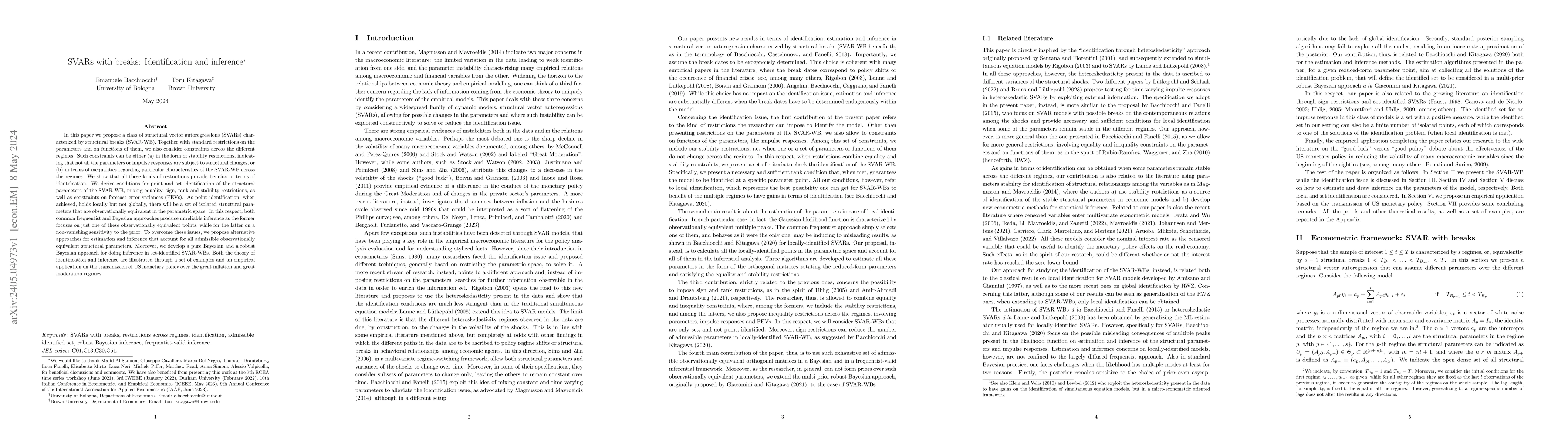 Thumbnail for SVARs with breaks: Identification and inference