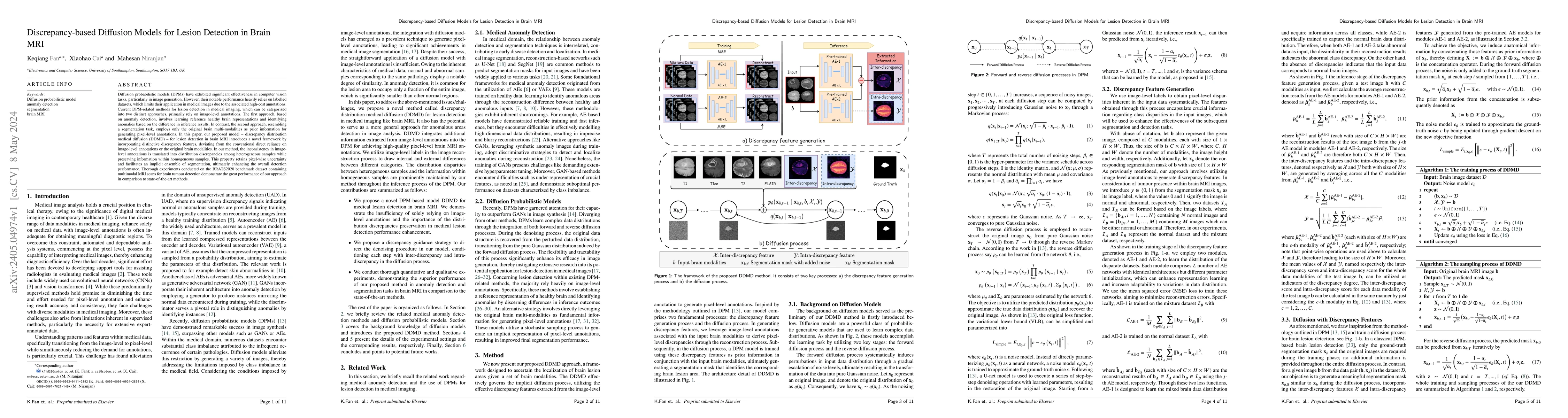 Thumbnail for Discrepancy-based Diffusion Models for Lesion Detection in Brain MRI