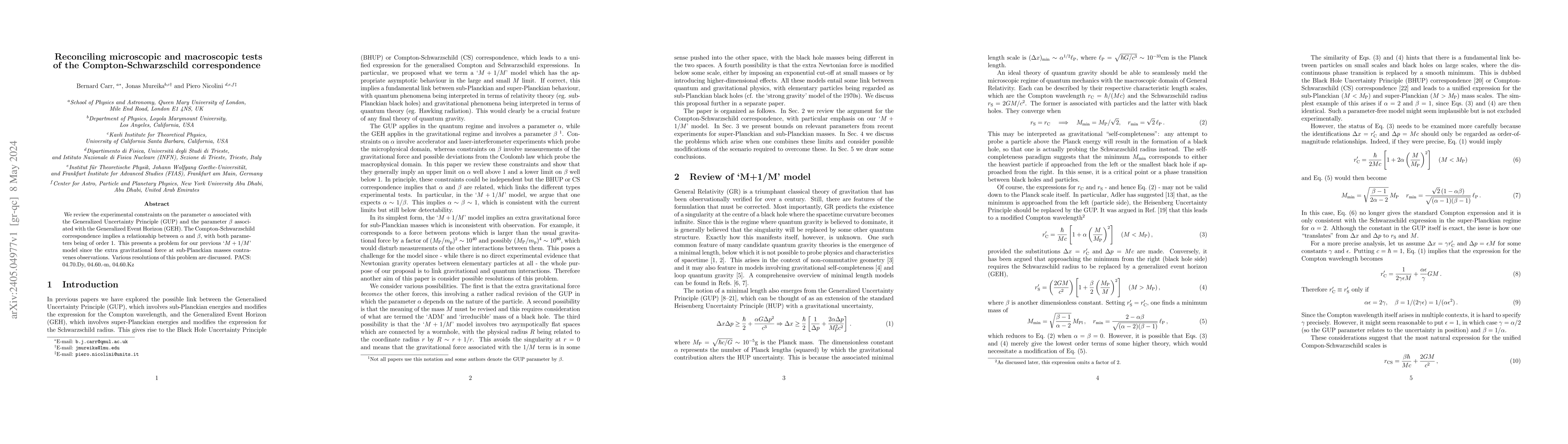 Thumbnail for Reconciling microscopic and macroscopic tests of the
  Compton-Schwarzschild correspondence