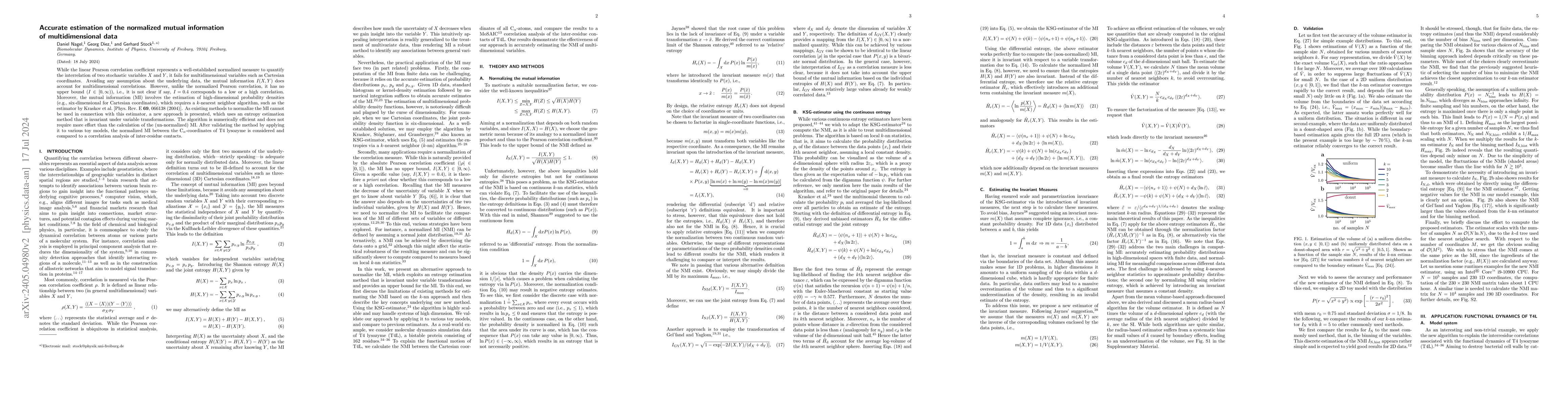 Thumbnail for Accurate estimation of the normalized mutual information of
  multidimensional data