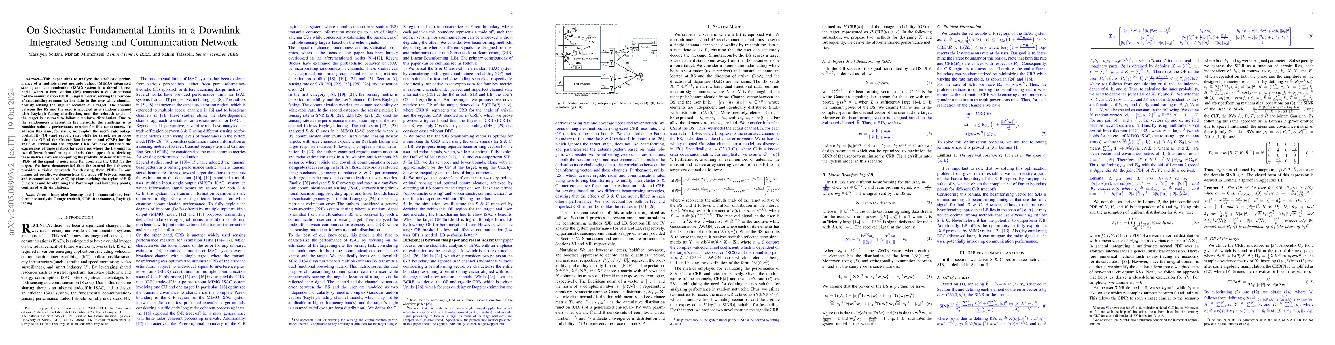 Thumbnail for On Stochastic Fundamental Limits in a Downlink Integrated Sensing and
  Communication Network