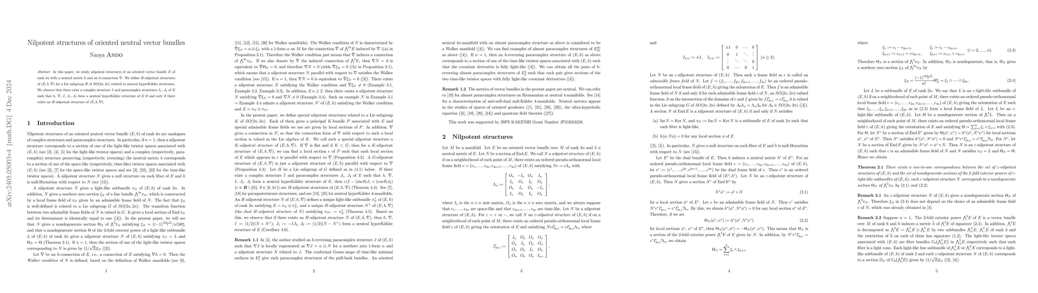 Thumbnail for Nilpotent structures of oriented neutral vector bundles