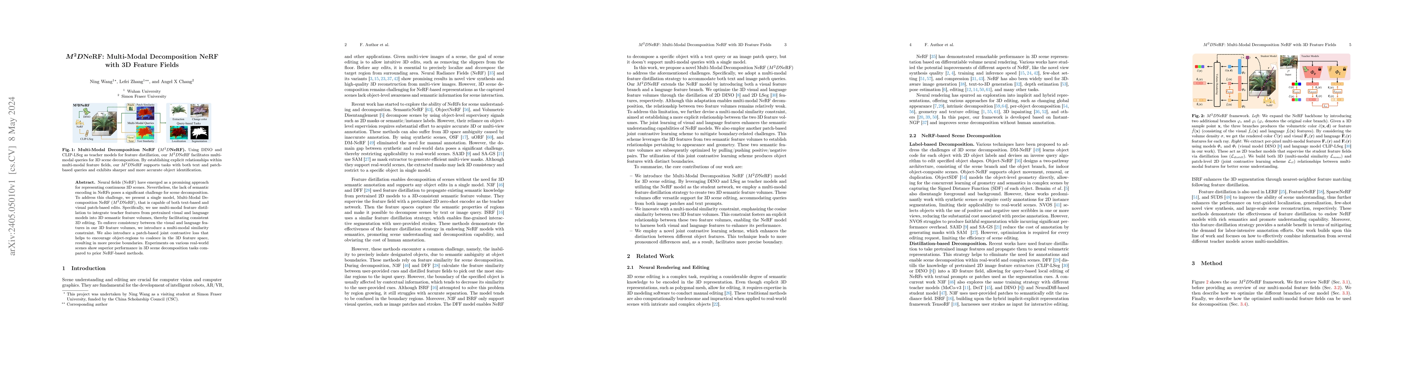 Thumbnail for ${M^2D}$NeRF: Multi-Modal Decomposition NeRF with 3D Feature Fields