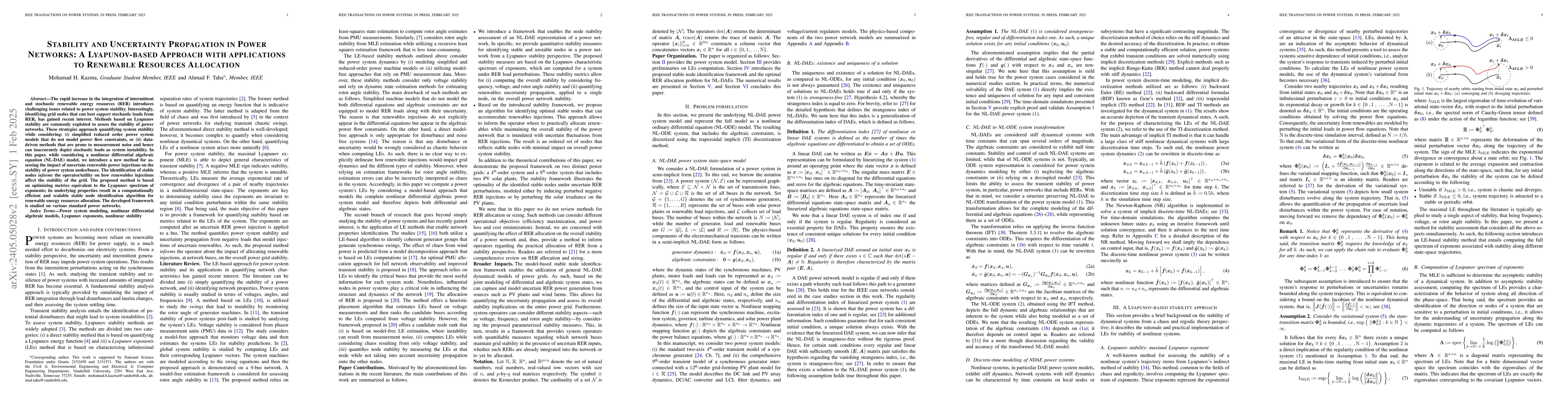 Thumbnail for Stability And Uncertainty Propagation In Power Networks: A
  Lyapunov-based Approach With Applications To Renewable Resources Allocation