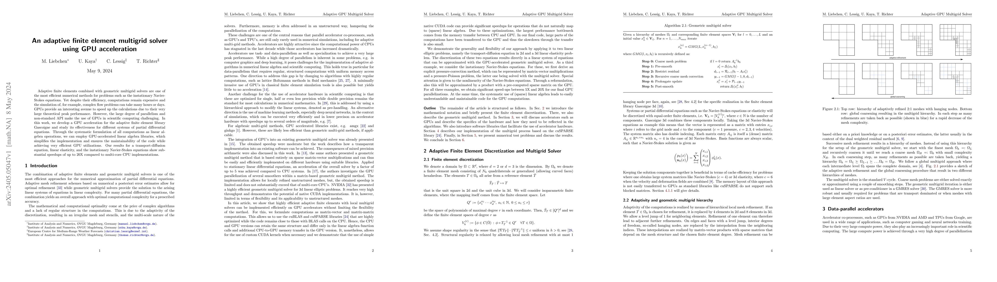 Thumbnail for An adaptive finite element multigrid solver using GPU acceleration