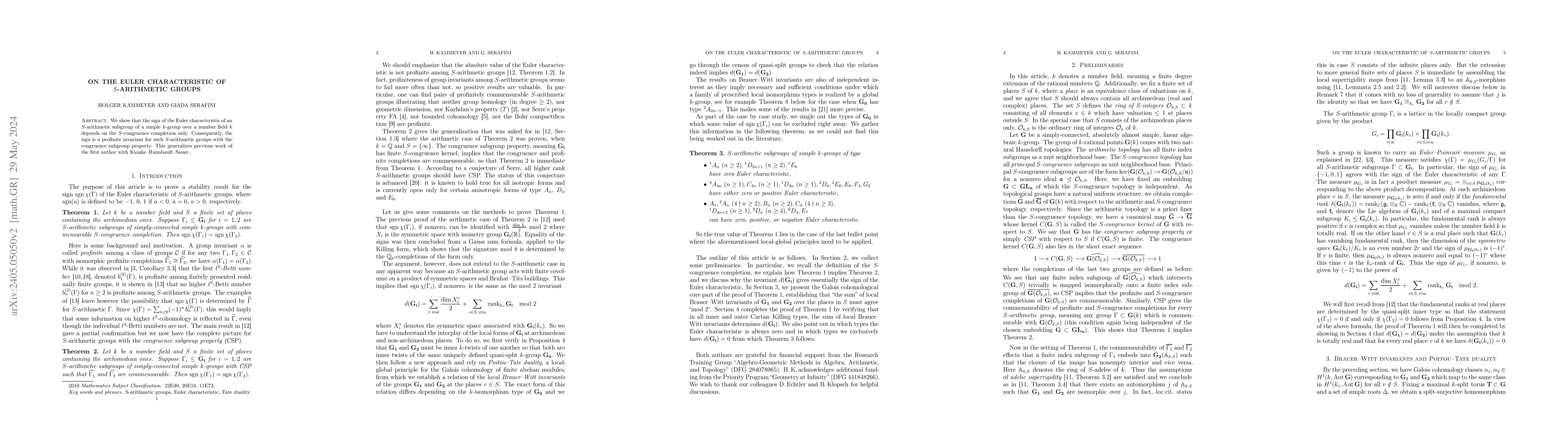 Thumbnail for On the Euler characteristic of $S$-arithmetic groups