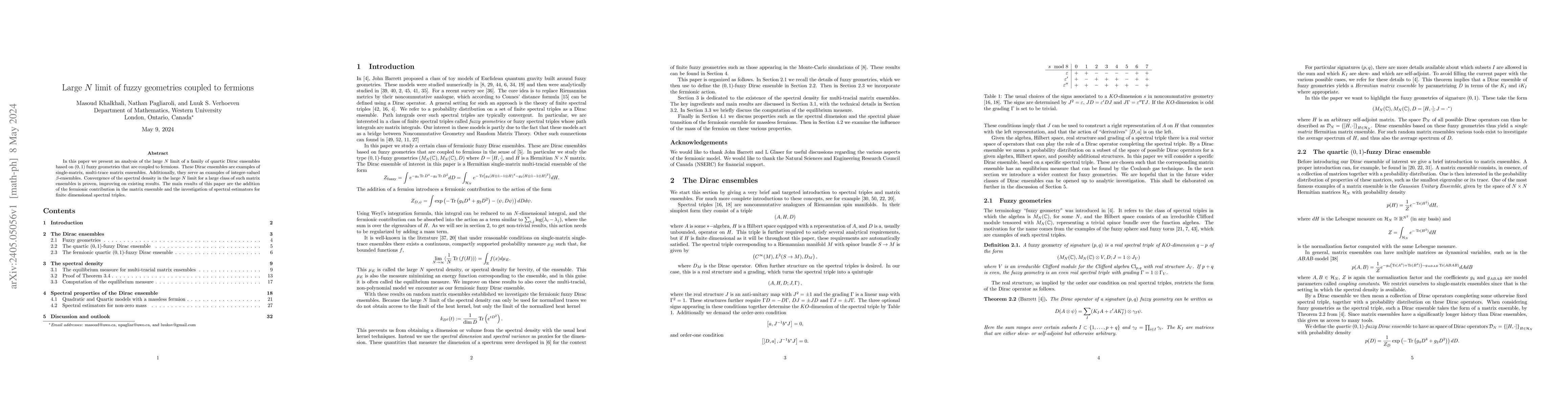 Thumbnail for Large N limit of fuzzy geometries coupled to fermions