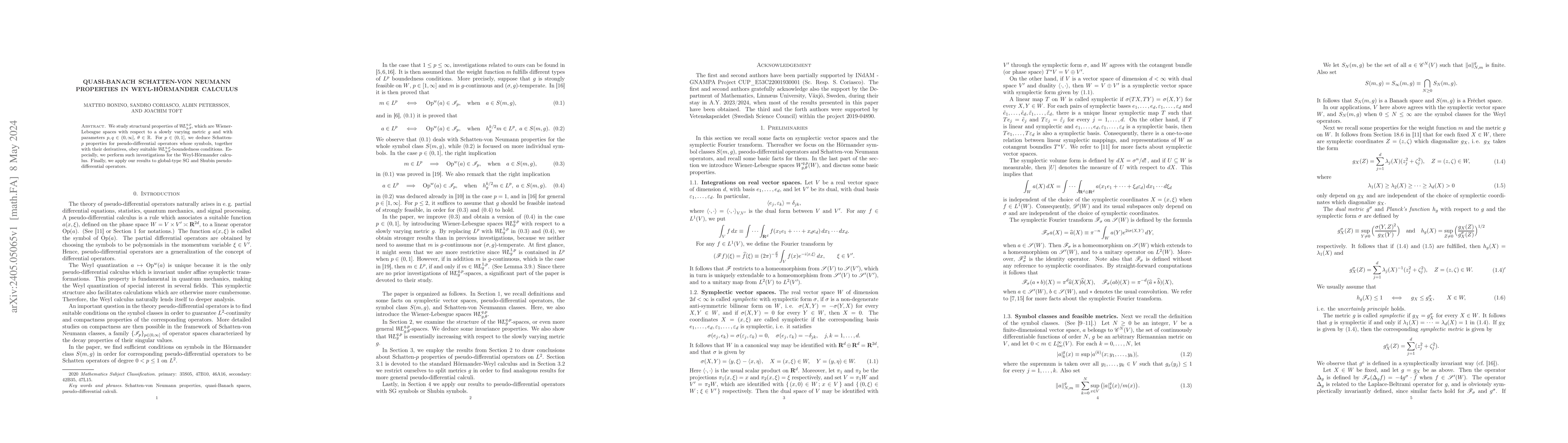 Thumbnail for Quasi-Banach Schatten-von Neumann properties in Weyl-H\"ormander
  calculus