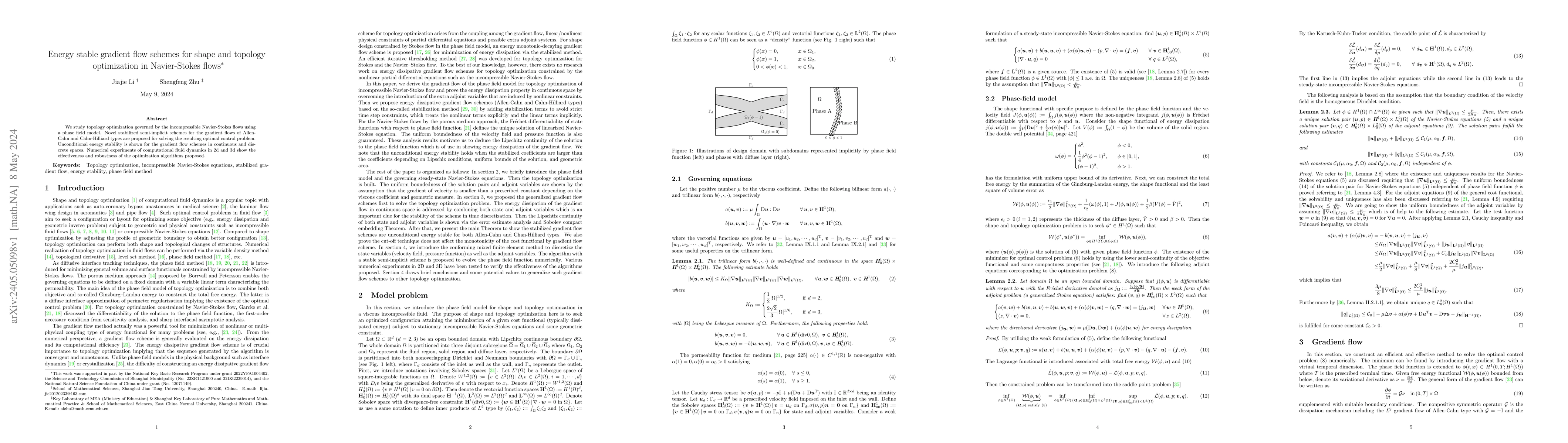 Thumbnail for Energy stable gradient flow schemes for shape and topology optimization
  in Navier-Stokes flows