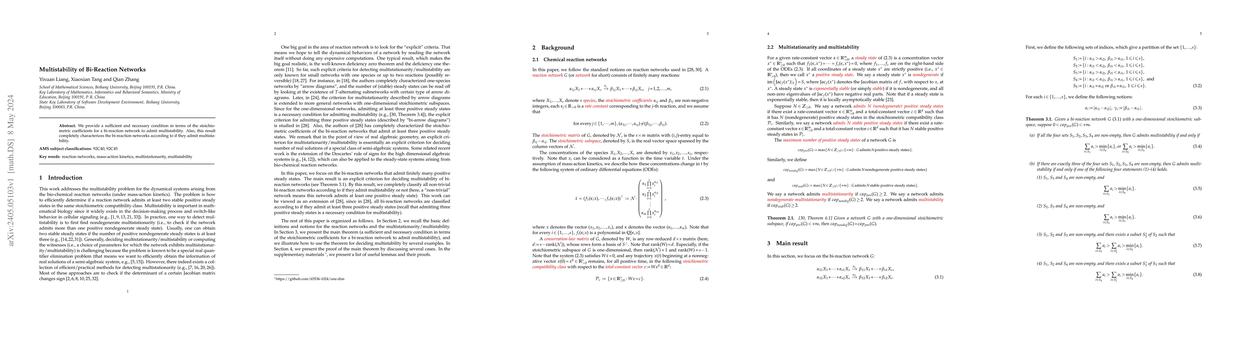 Thumbnail for Multistability of Bi-Reaction Networks
