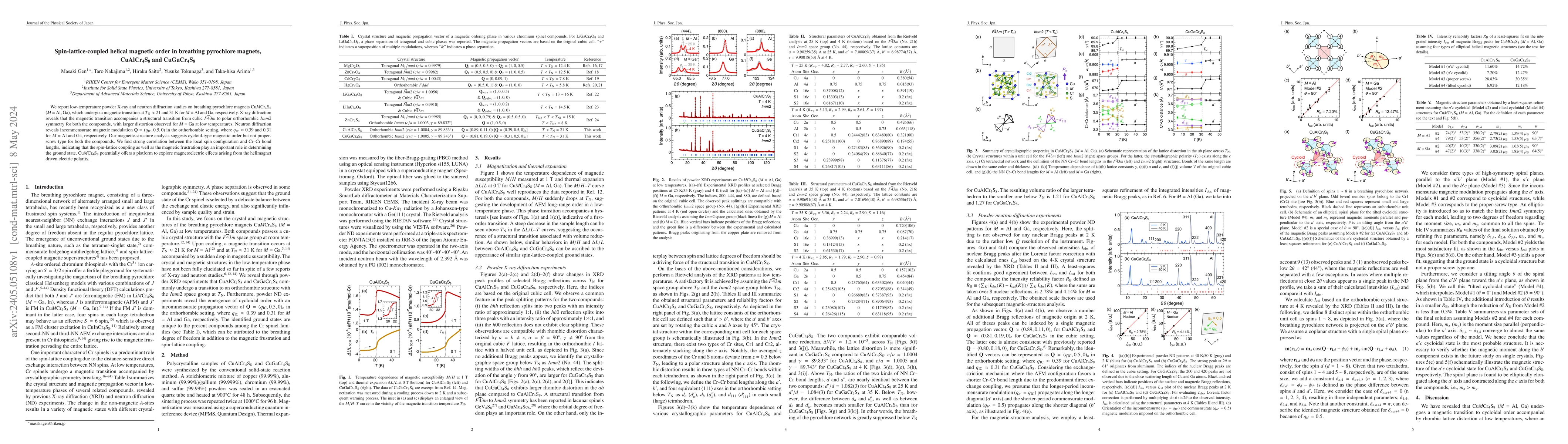 Thumbnail for Spin-lattice-coupled helical magnetic order in breathing pyrochlore
  magnets, CuAlCr$_{4}$S$_{8}$ and CuGaCr$_{4}$S$_{8}$