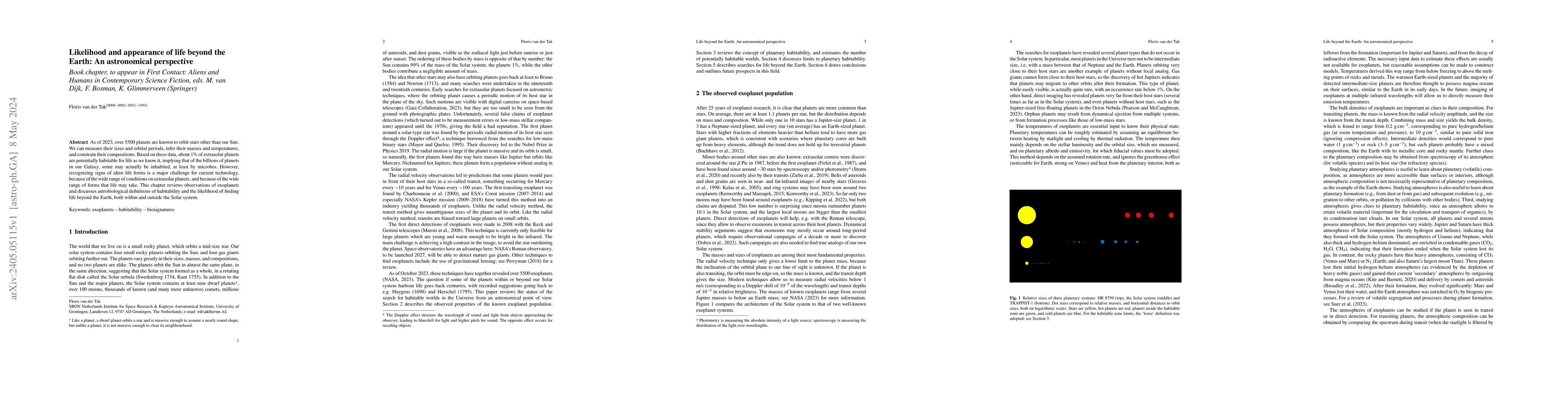 Thumbnail for Likelihood and appearance of life beyond the Earth: An astronomical
  perspective