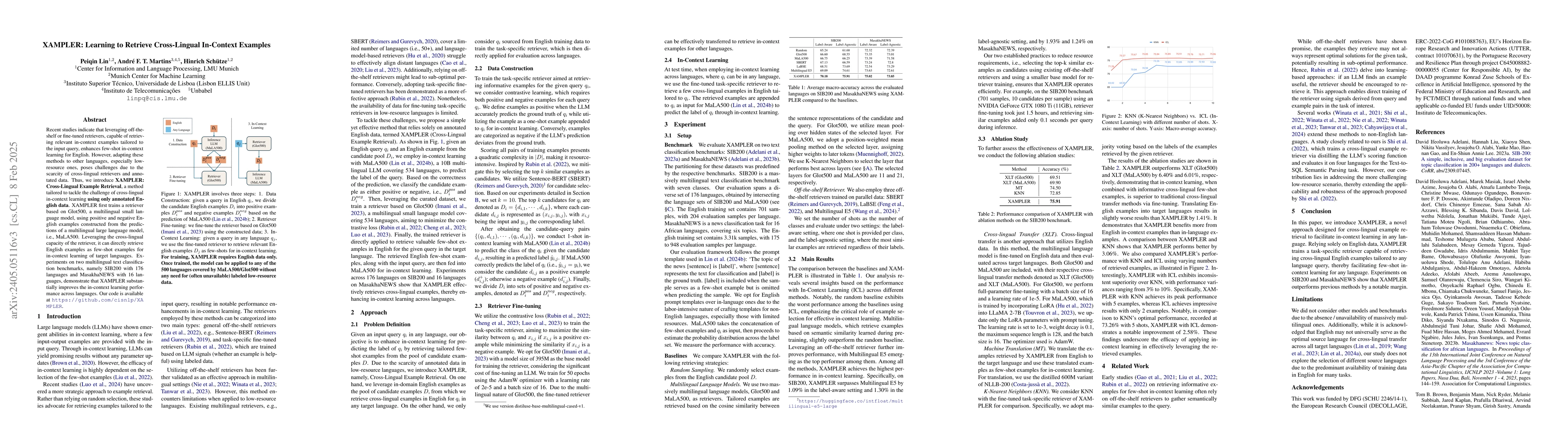 Thumbnail for XAMPLER: Learning to Retrieve Cross-Lingual In-Context Examples