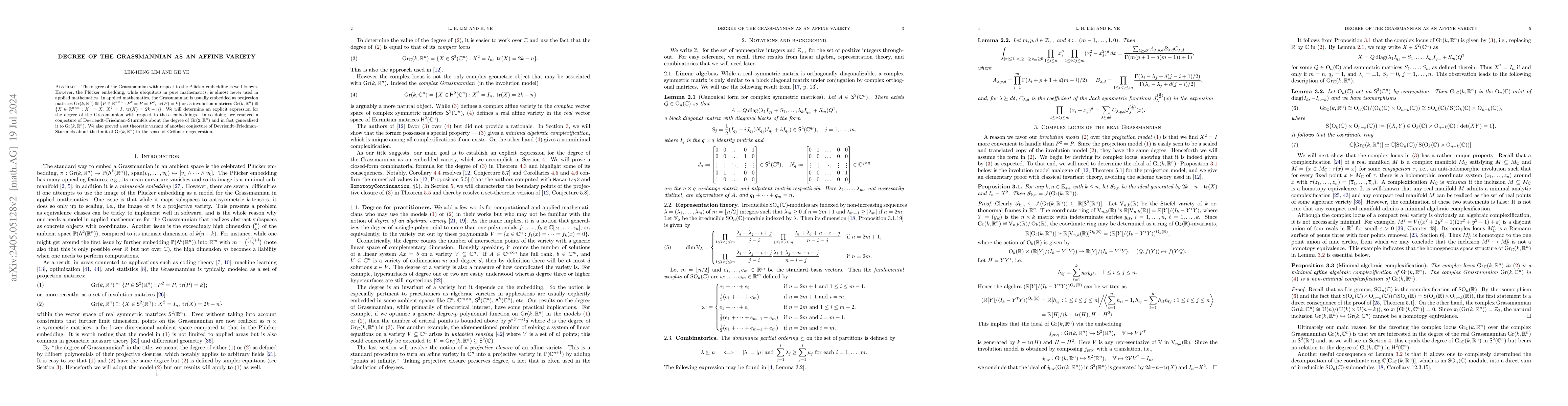 Thumbnail for Degree of the Grassmannian as an affine variety