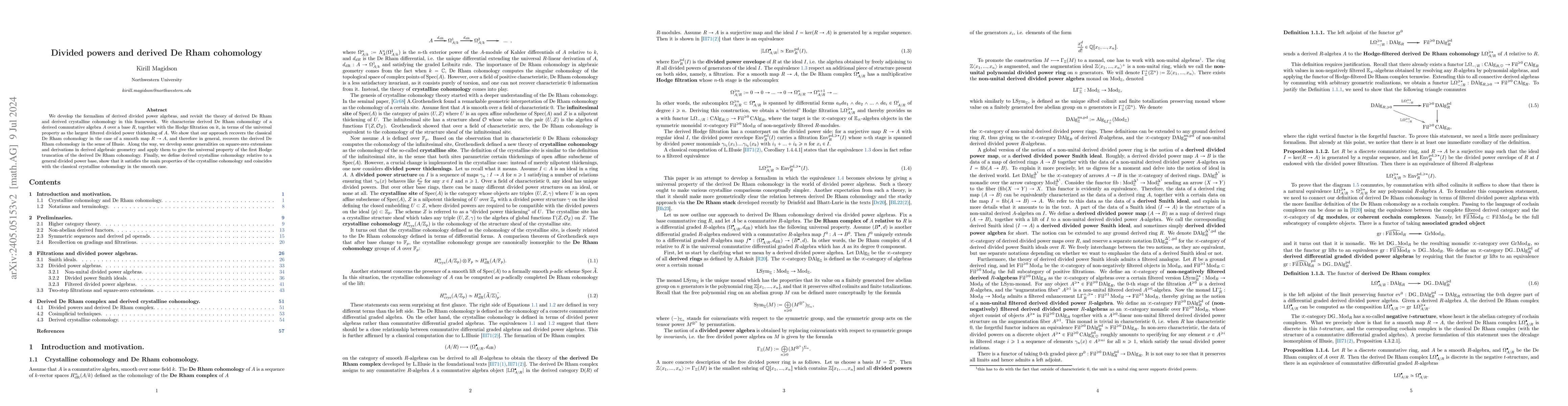 Thumbnail for Divided Powers and Derived De Rham Cohomology