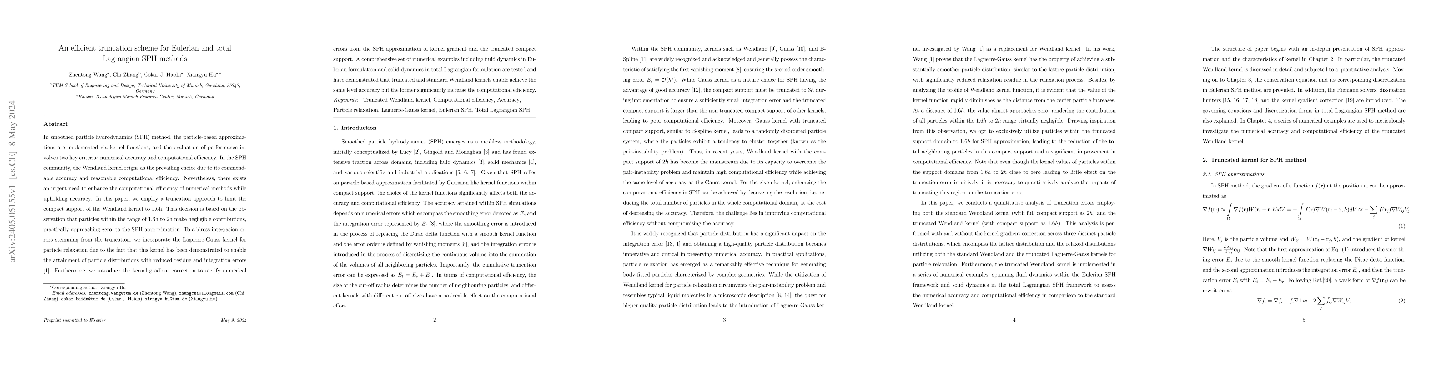 Thumbnail for An efficient truncation scheme for Eulerian and total Lagrangian SPH
  methods