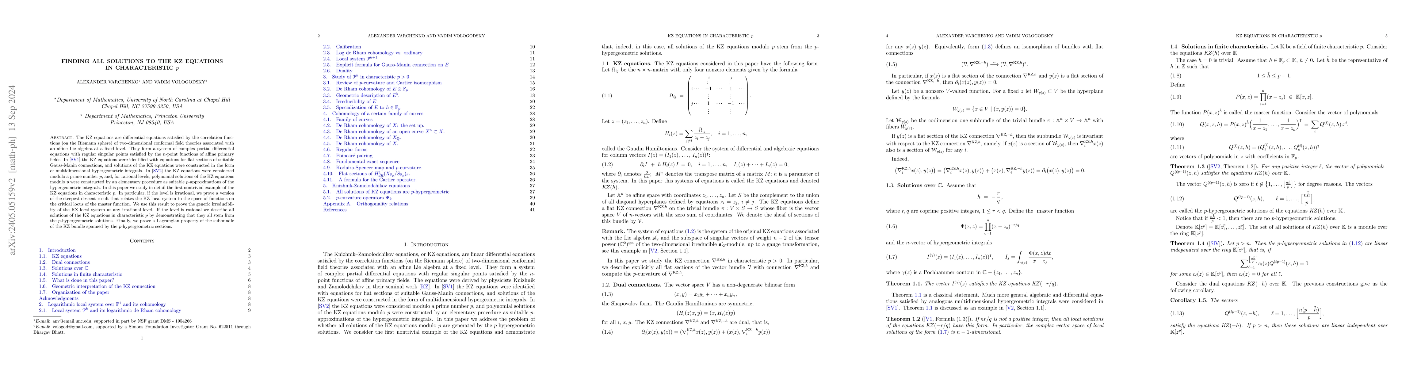 Thumbnail for Finding all solutions to the KZ equations in characteristic $p$