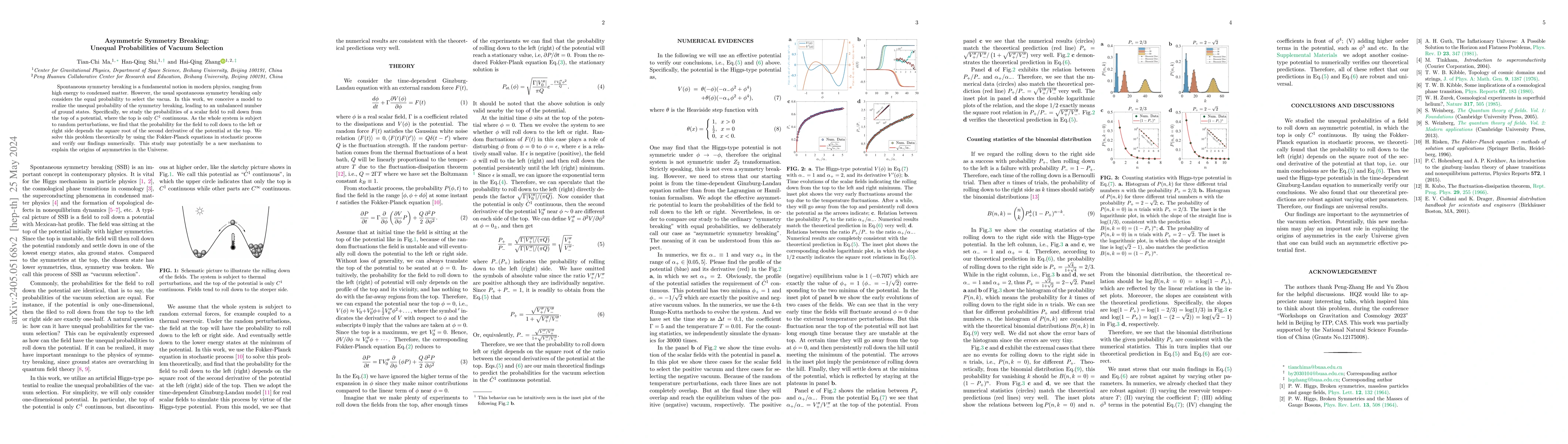 Thumbnail for Asymmetric Symmetry Breaking: Unequal Probabilities of Vacuum Selection
